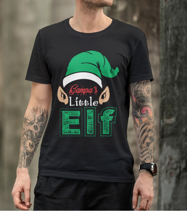 Gampa's Little Elf Festive Green Hat And Ears T-Shirt