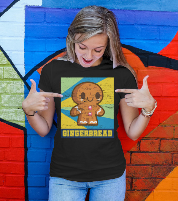 Gingerbread Kawaii Retro Stripes T-Shirt