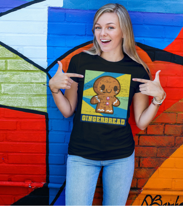 Gingerbread Kawaii Retro Stripes T-Shirt