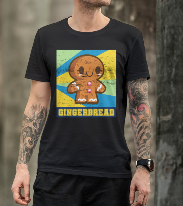 Gingerbread Kawaii Retro Stripes T-Shirt