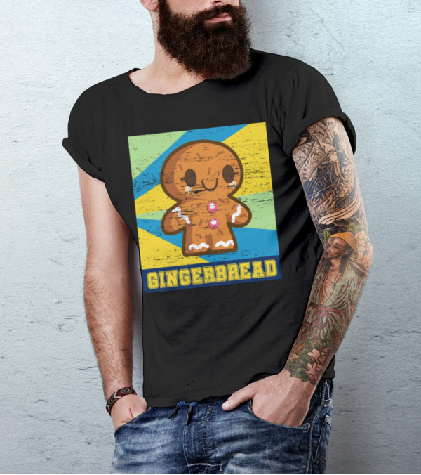 Gingerbread Kawaii Retro Stripes T-Shirt