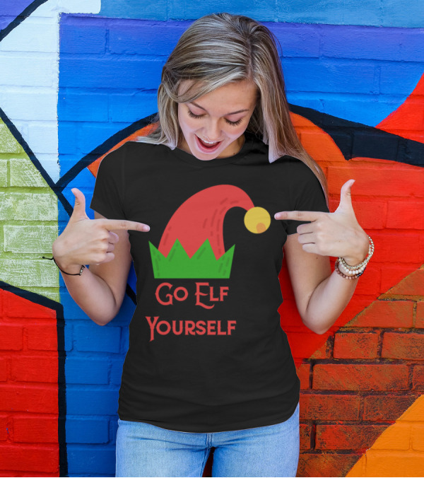 Go Elf Yourself Christmas Elf Hat Festive Humor T-Shirt
