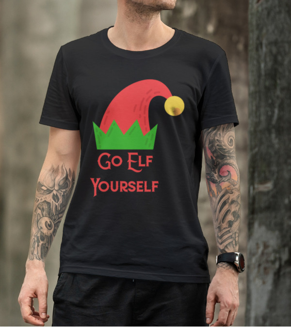 Go Elf Yourself Christmas Elf Hat Festive Humor T-Shirt