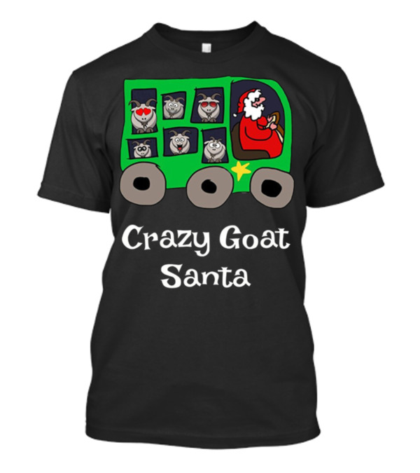Crazy Goat Santa On Holiday Bus With Funny Goats T-Shirt