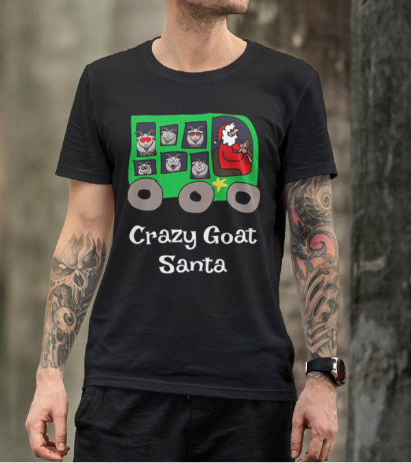 Crazy Goat Santa On Holiday Bus With Funny Goats T-Shirt