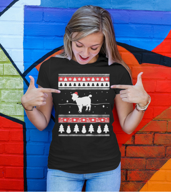 GOAT Ugly Christmas Sweater Santa Hat T-Shirt