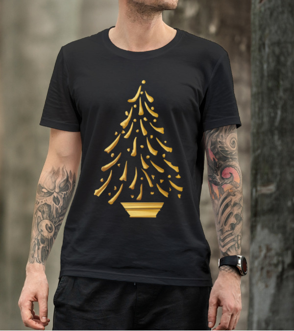 Gold Christmas Tree Holiday Decor T-Shirt