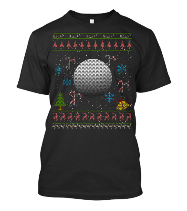 Golf Ball Christmas Ugly Sweater Golfing Holiday Reindeer Snowflakes Candy Canes Tree T-Shirt