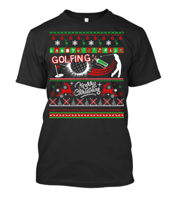 Golfing Merry Christmas Ugly T-Shirt