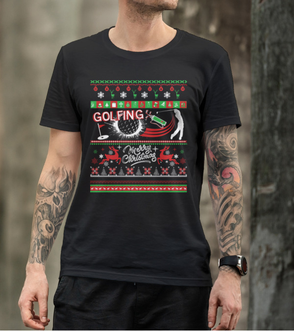 Golfing Merry Christmas Ugly T-Shirt