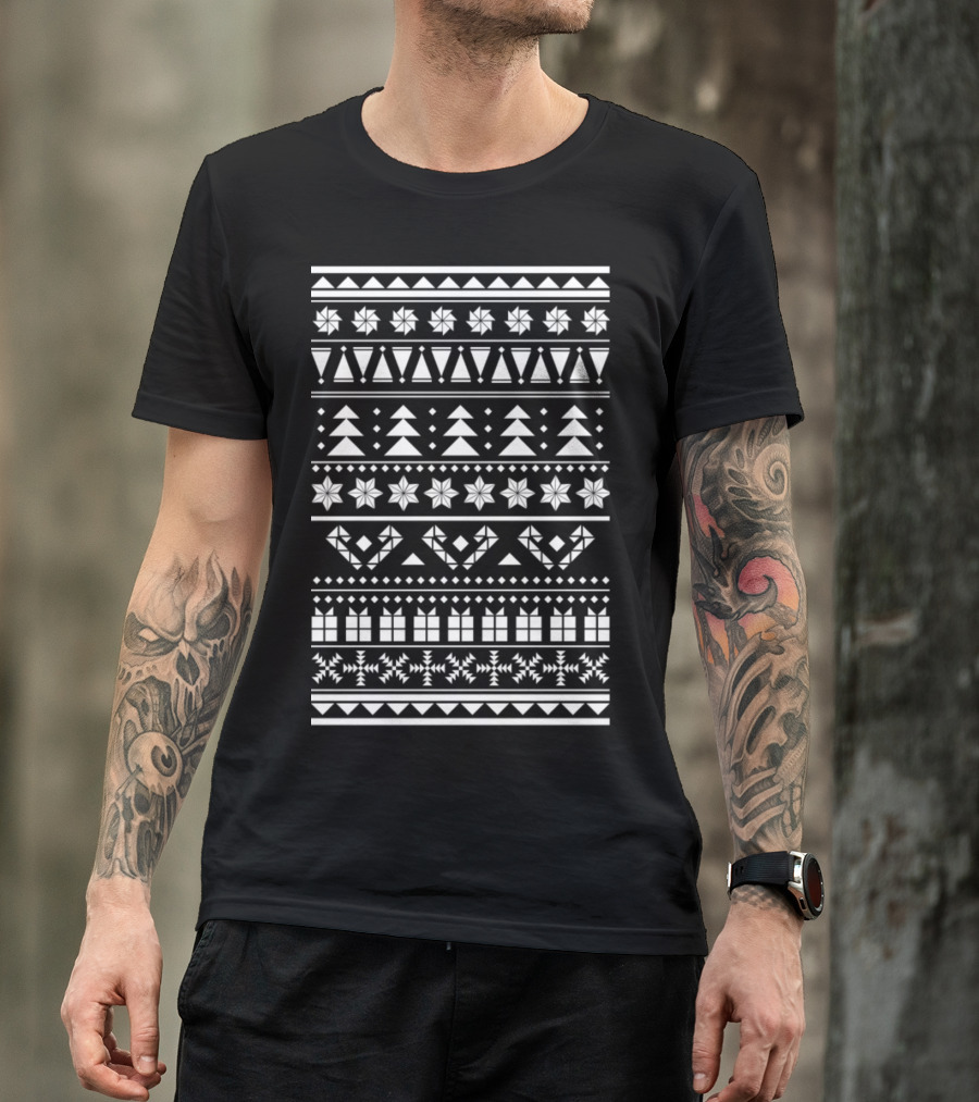 Christmas Trees And Geometric Patterns Ugly T-Shirt