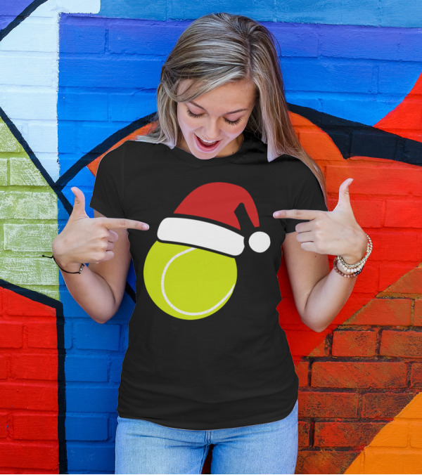 Christmas Tennis Ball Santa Hat T-Shirt