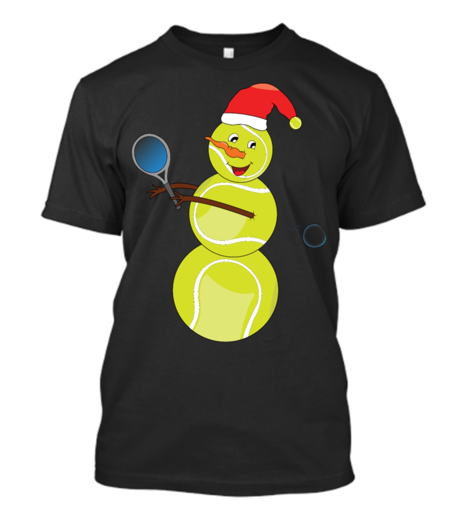 Christmas Tennis Ball Snowman With Santa Hat T-Shirt
