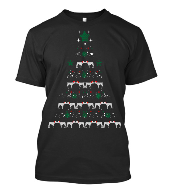 Christmas Tree German Shorthaired Pointer Dog Pattern With Holiday Decorations T-Shirt