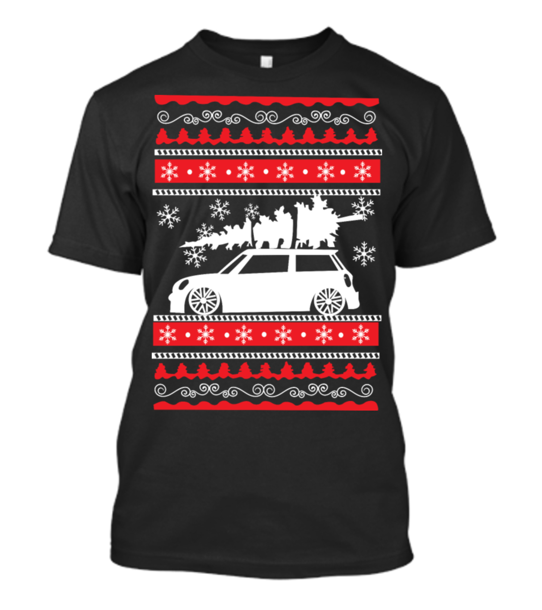 Christmas Tree Animal Parade On Car Snowflake Festive T-Shirt