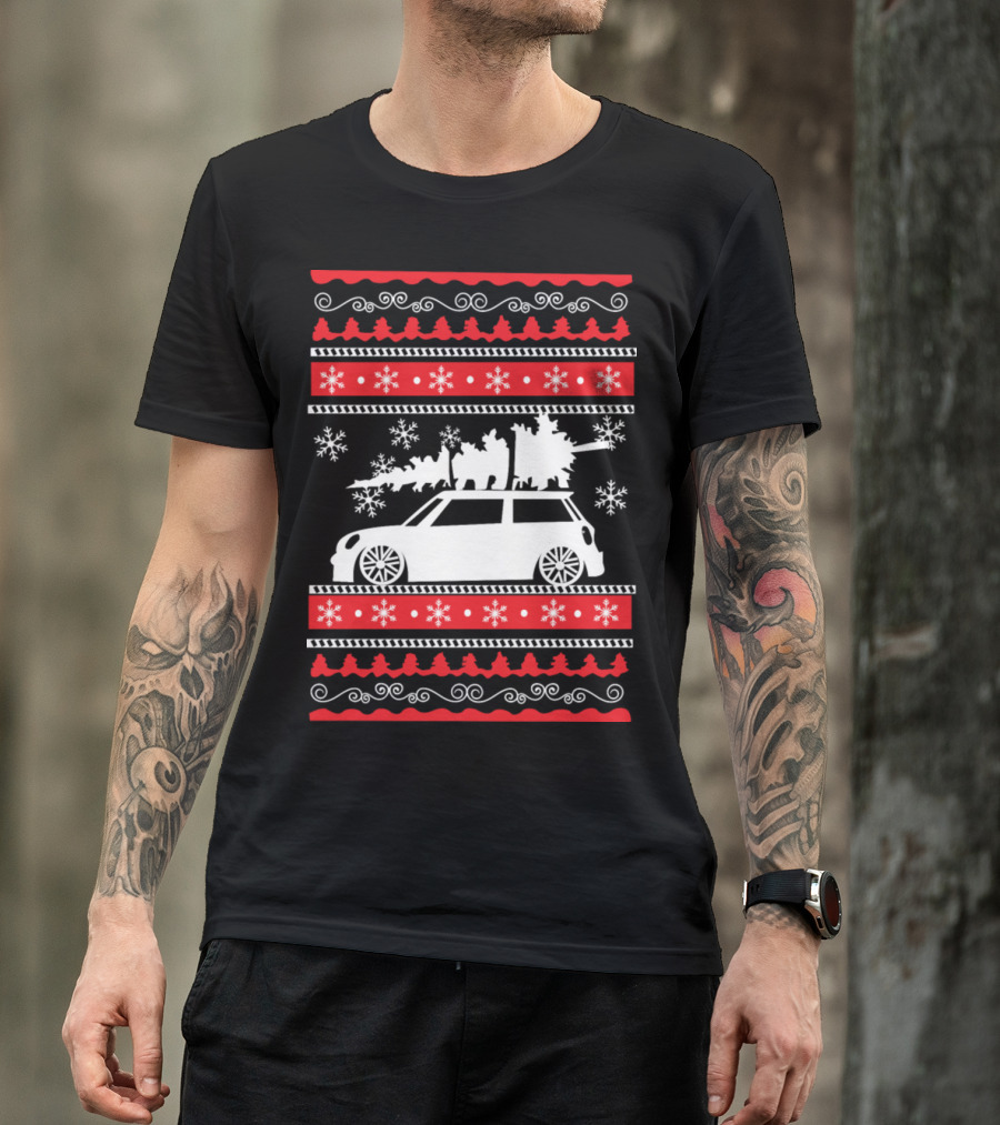 Christmas Tree Animal Parade On Car Snowflake Festive T-Shirt