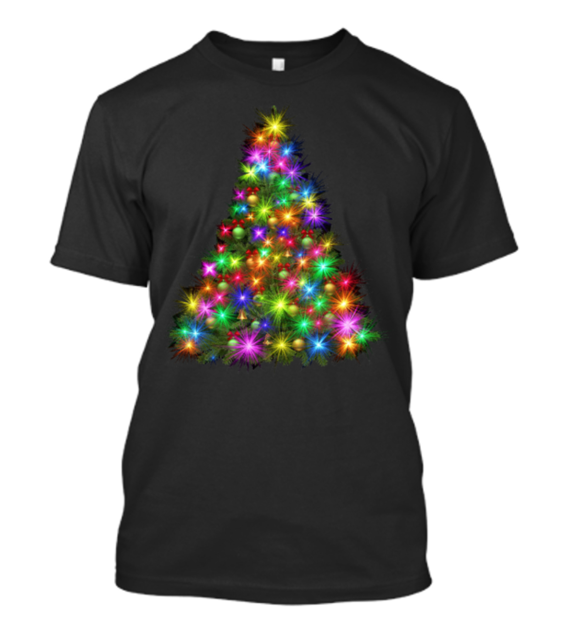 Christmas Tree Lights Colorful Display Santa Present T-Shirt