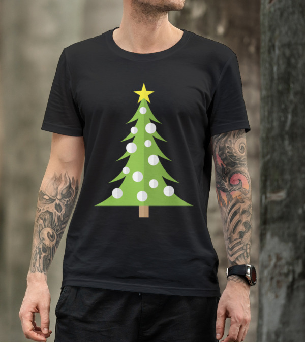 Christmas Tree With Snow Ornaments And Star T-Shirt