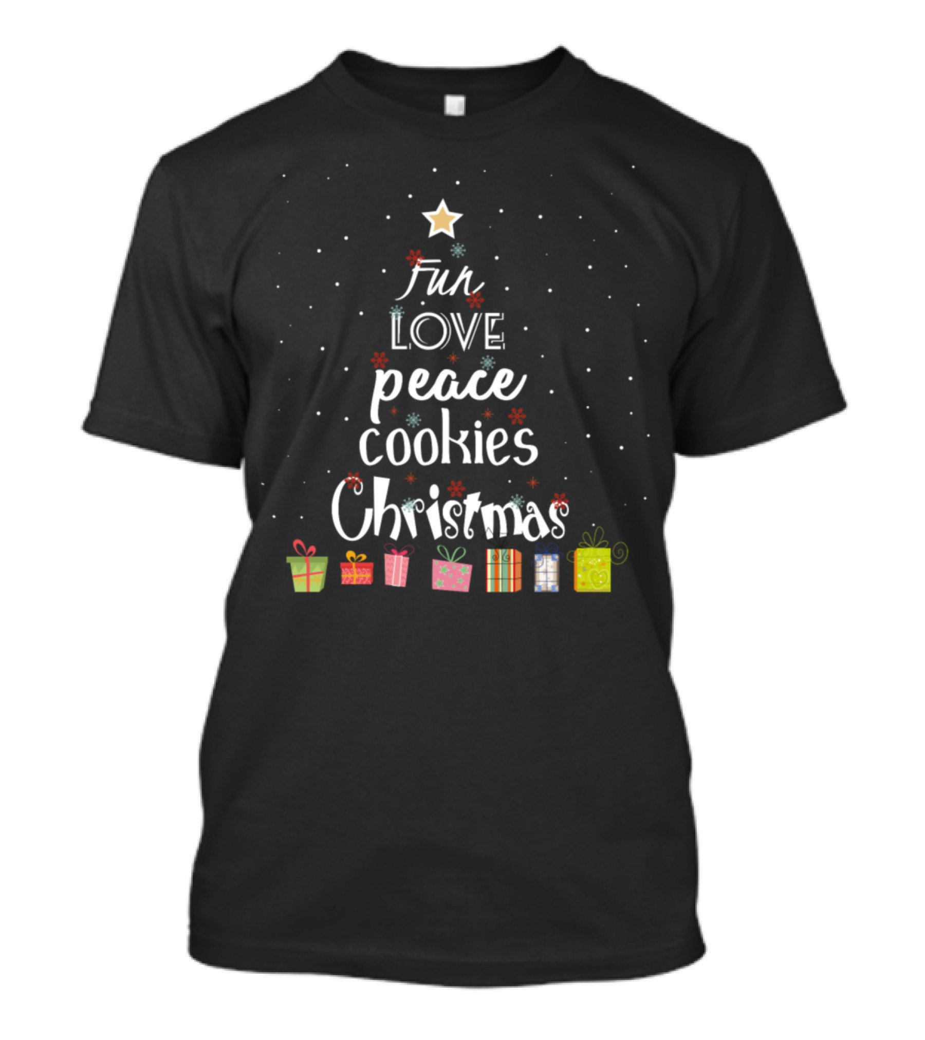 Fun Love Peace Cookies Christmas With Presents T-Shirt