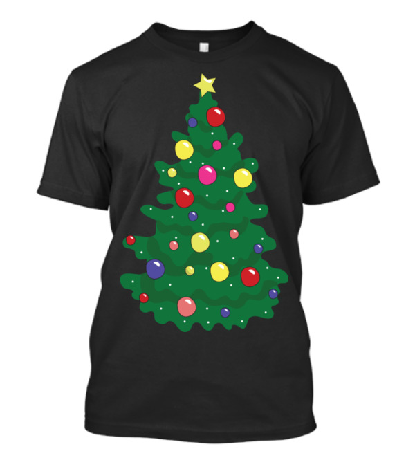 Christmas Tree With Colorful Baubles Star Topper T-Shirt