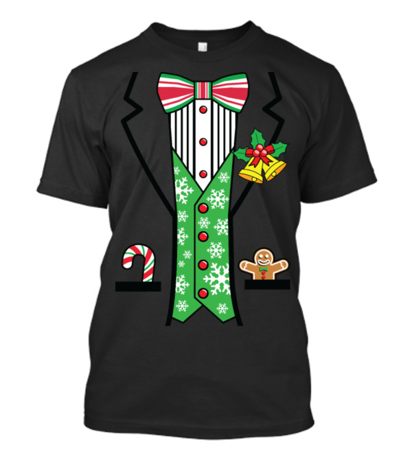 Christmas Candy Cane Gingerbread Snowflake Tuxedo T-Shirt