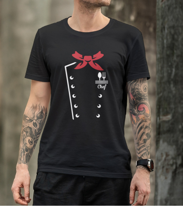 Chef Jacket With Red Bow And Utensils T-Shirt
