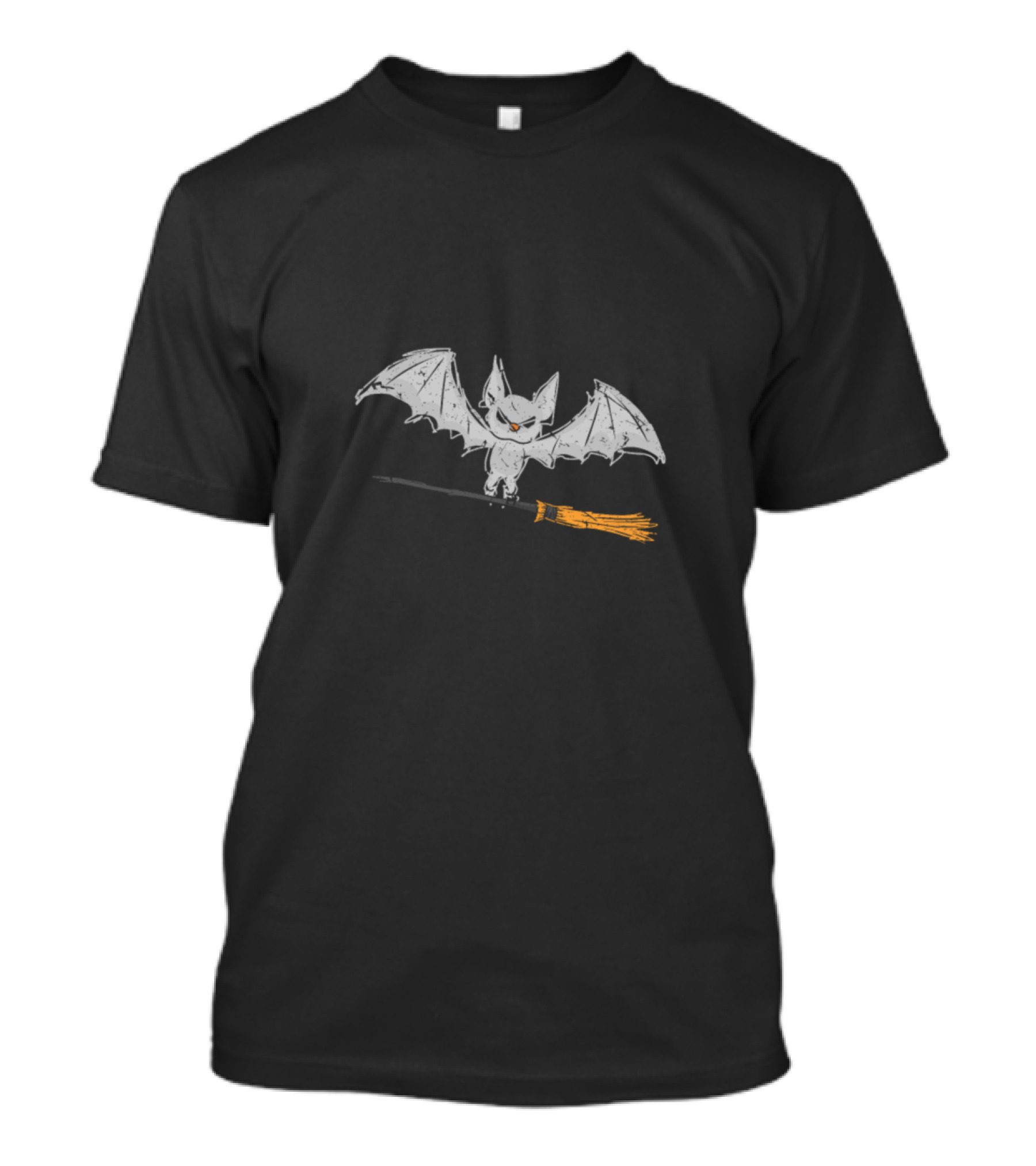 Cute Halloween Witch Bat Riding Broom Present T-Shirt