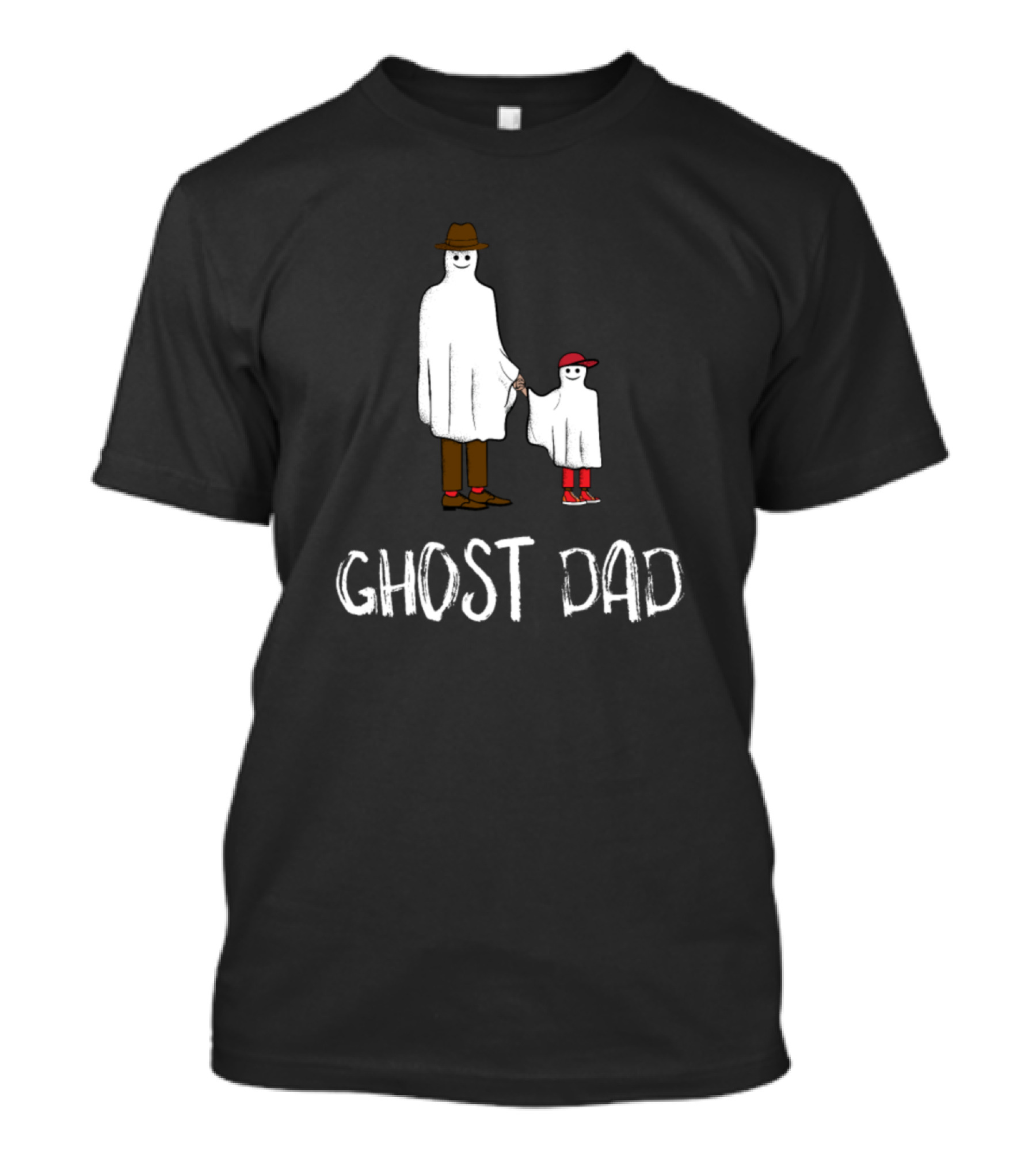 Dad Halloween Costume Ghost Holding Hands With Child T-Shirt