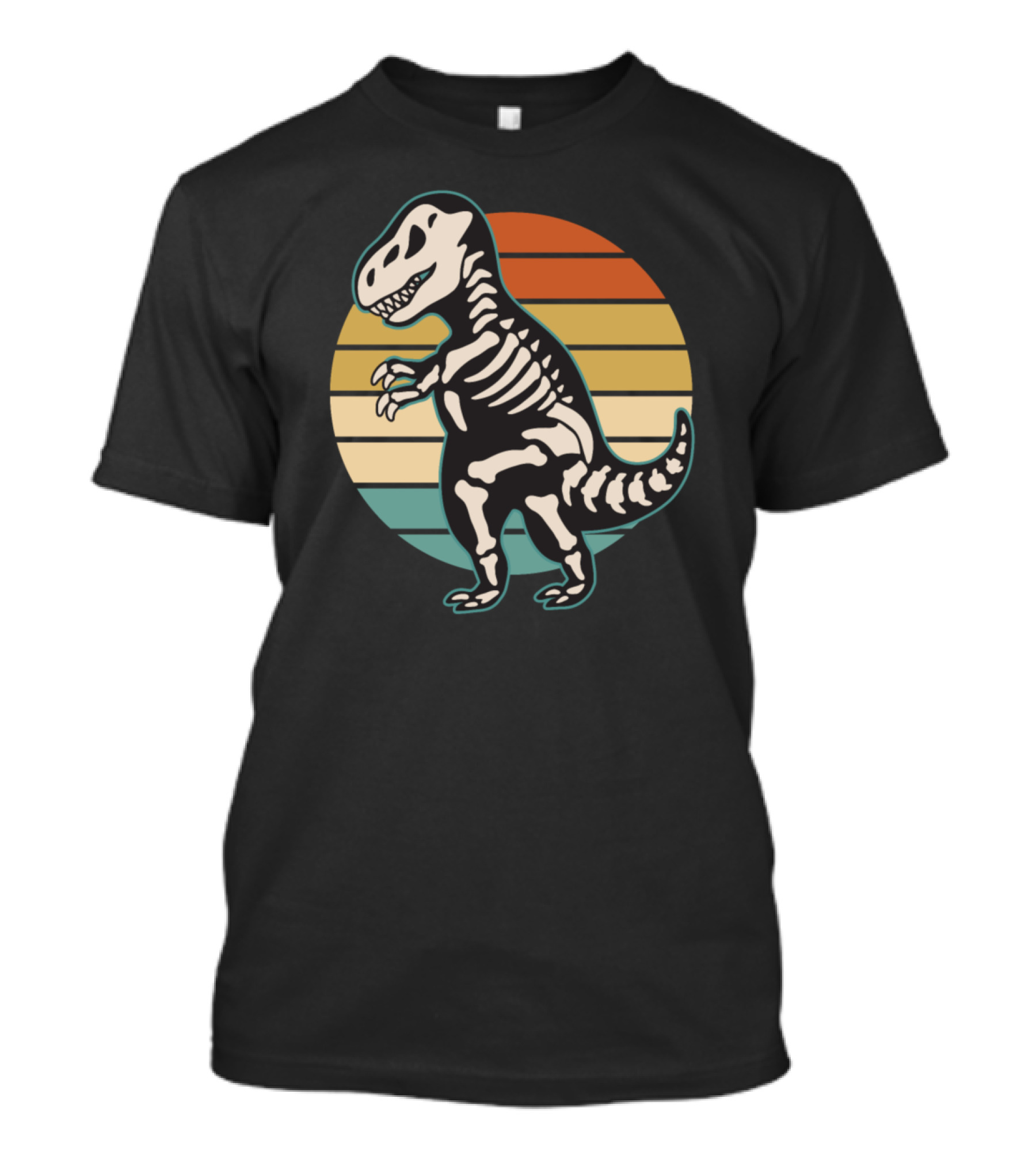 Retro Dinosaur Skeleton Sunset Vintage T-Shirt