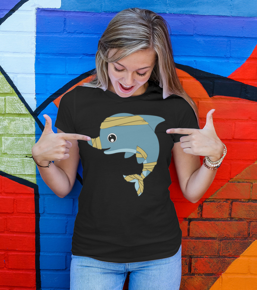Dolphin Cute Animals Bandaged Cartoon T-Shirt