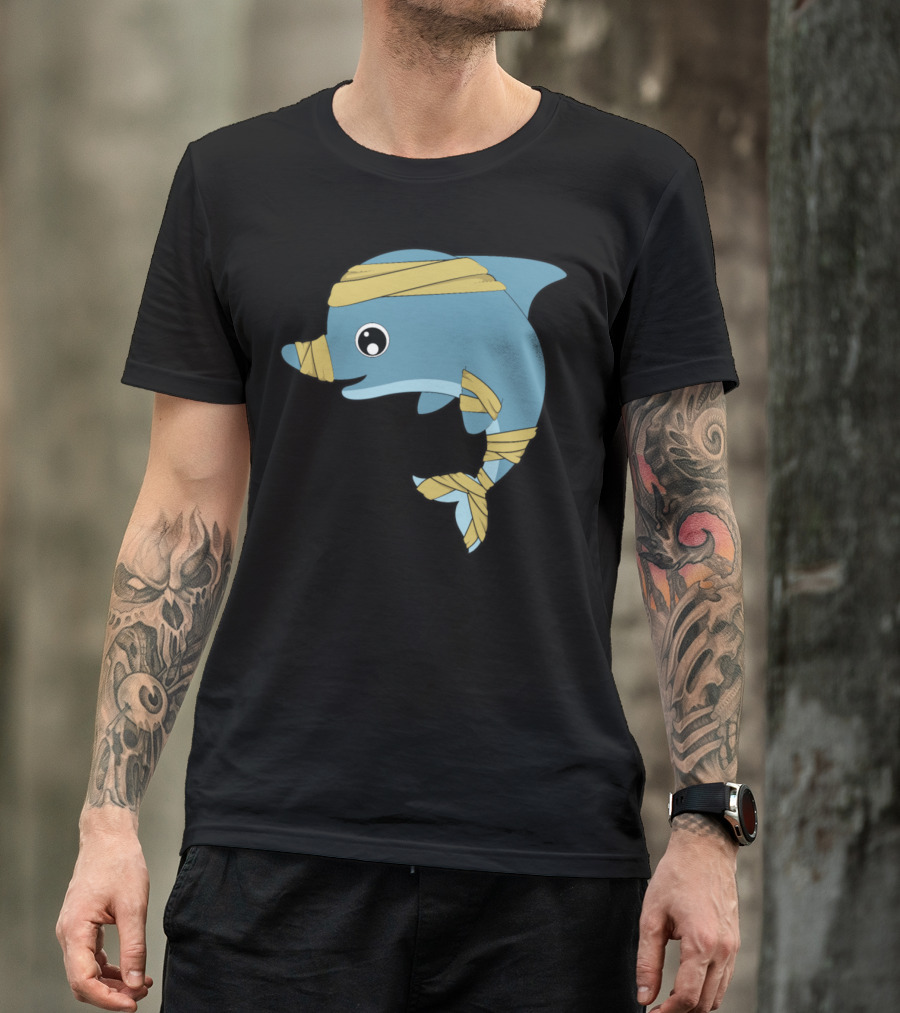 Dolphin Cute Animals Bandaged Cartoon T-Shirt