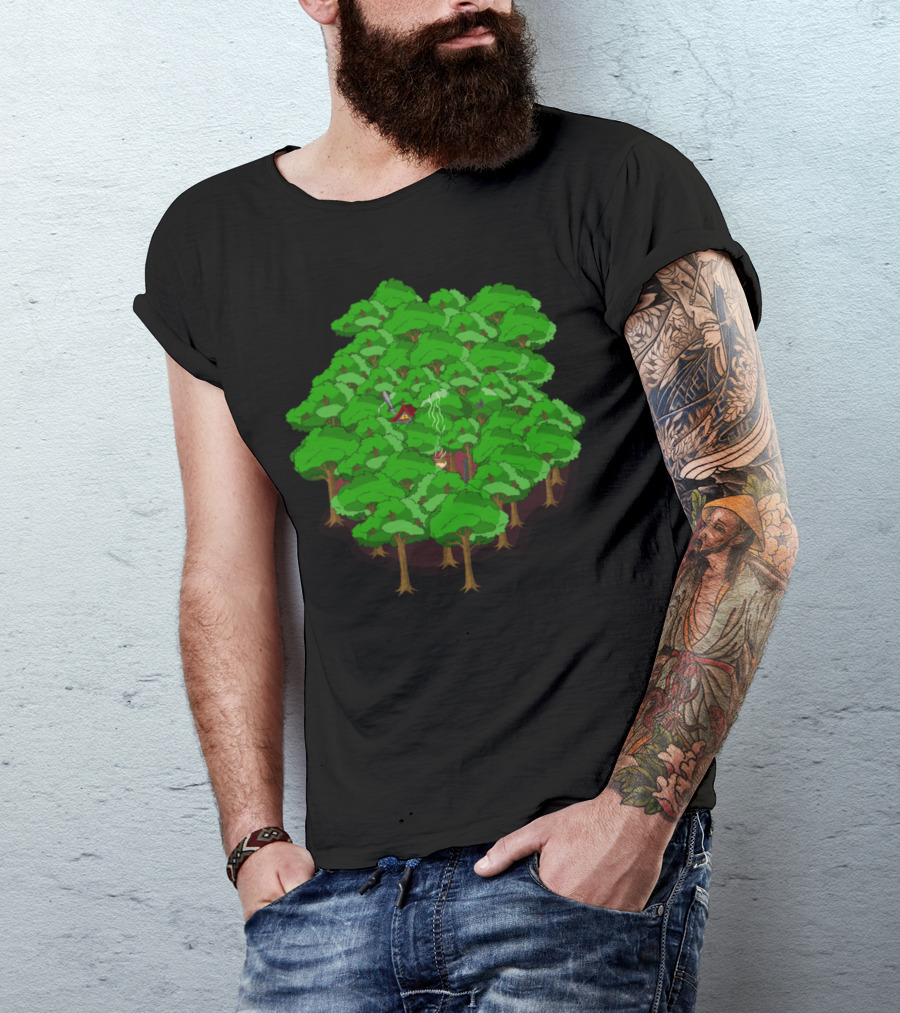 Find The Witch Amongst Enchanted Green Treetops In Dark Forest T-Shirt