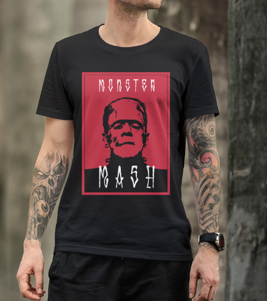 Frankenstein Monster Mash Vintage Horror Icon Text T-Shirt