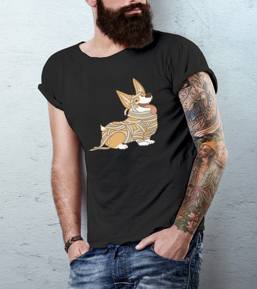Funny Halloween Corgi Mummy Dog Costume T-Shirt