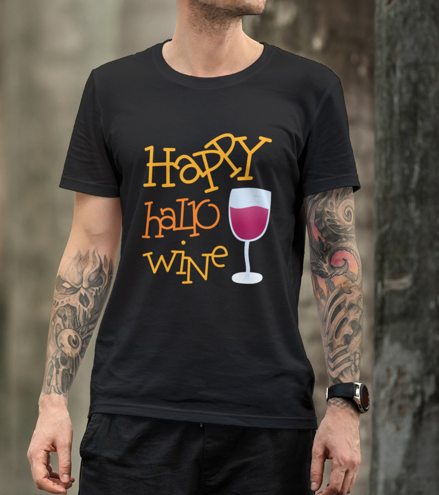 Happy Hallo Wine Funny Halloween Hellowine T-Shirt