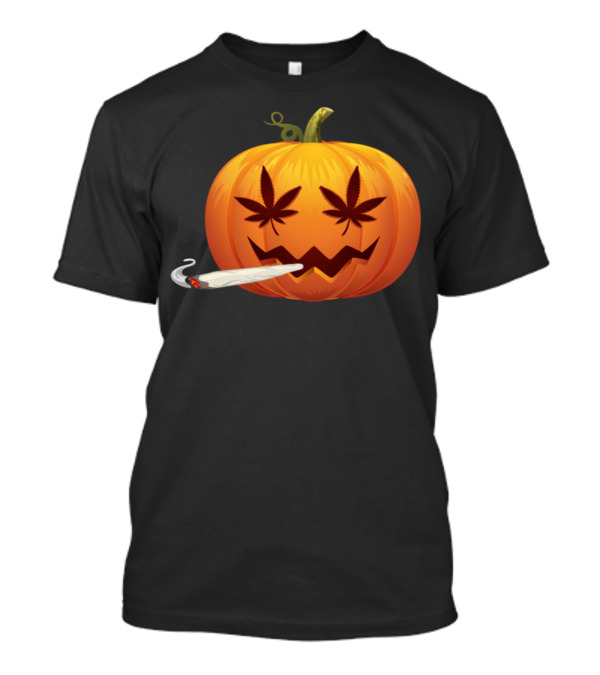 Funny Halloween Pumpkin Smoking Weed Marijuana T-Shirt
