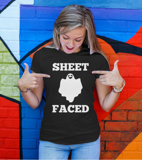 SHEET FACED Halloween Ghost Pun T-Shirt