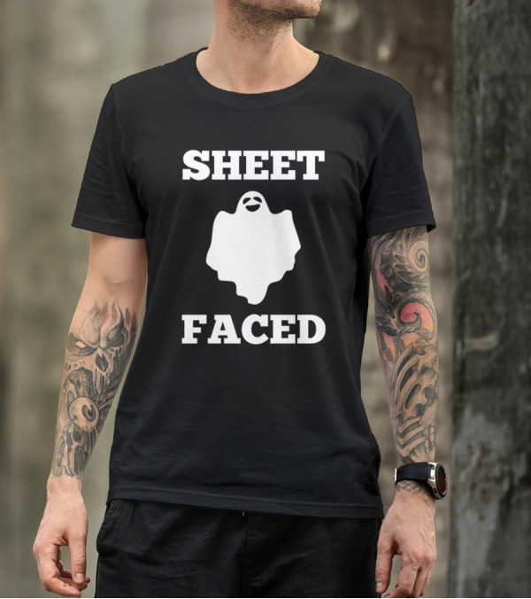 SHEET FACED Halloween Ghost Pun T-Shirt