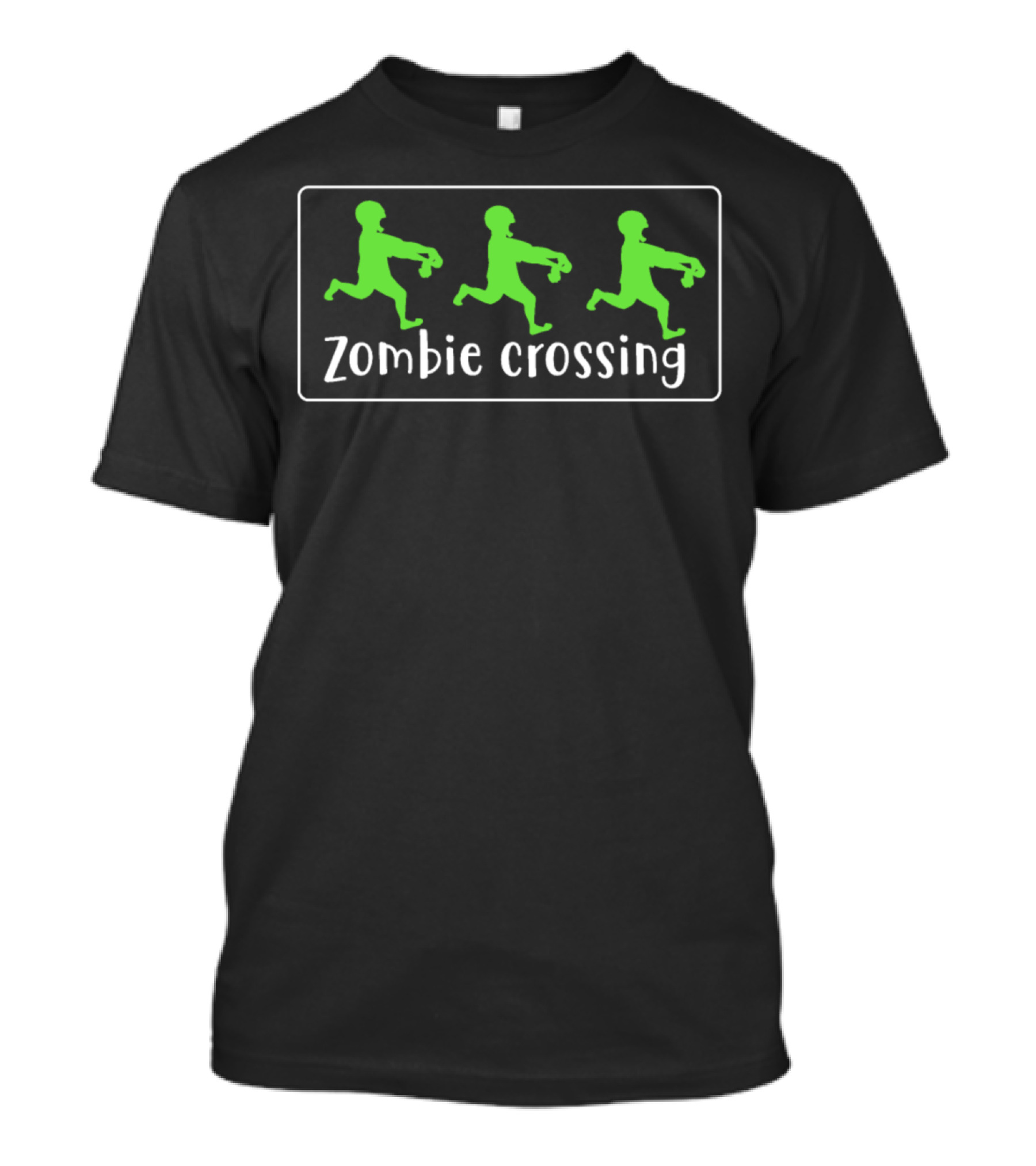 Zombie Crossing Halloween Green T-Shirt