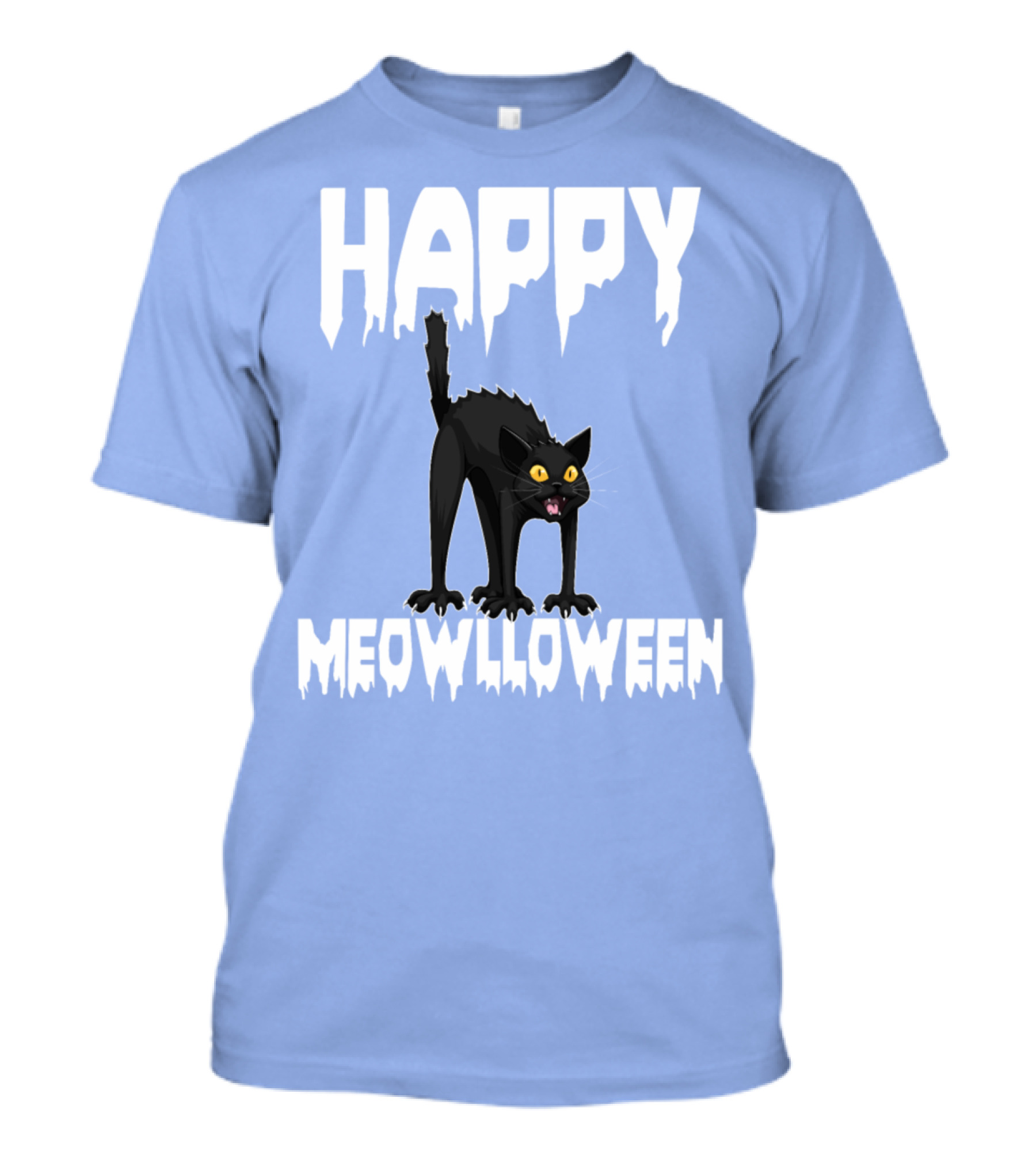 Happy Meowlloween Funny Halloween Horror Scary Black Cat T-Shirt