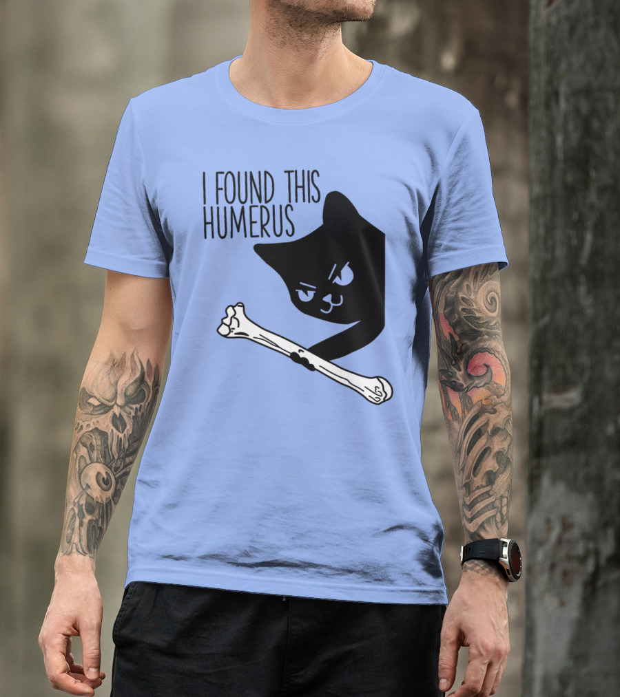 I Found This Humerus Cute Funny Black Cat Puns T-Shirt