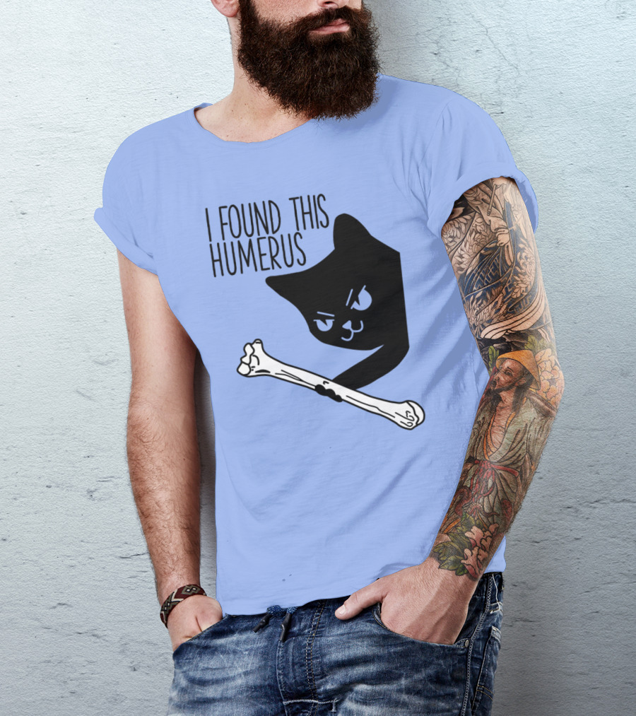 I Found This Humerus Cute Funny Black Cat Puns T-Shirt