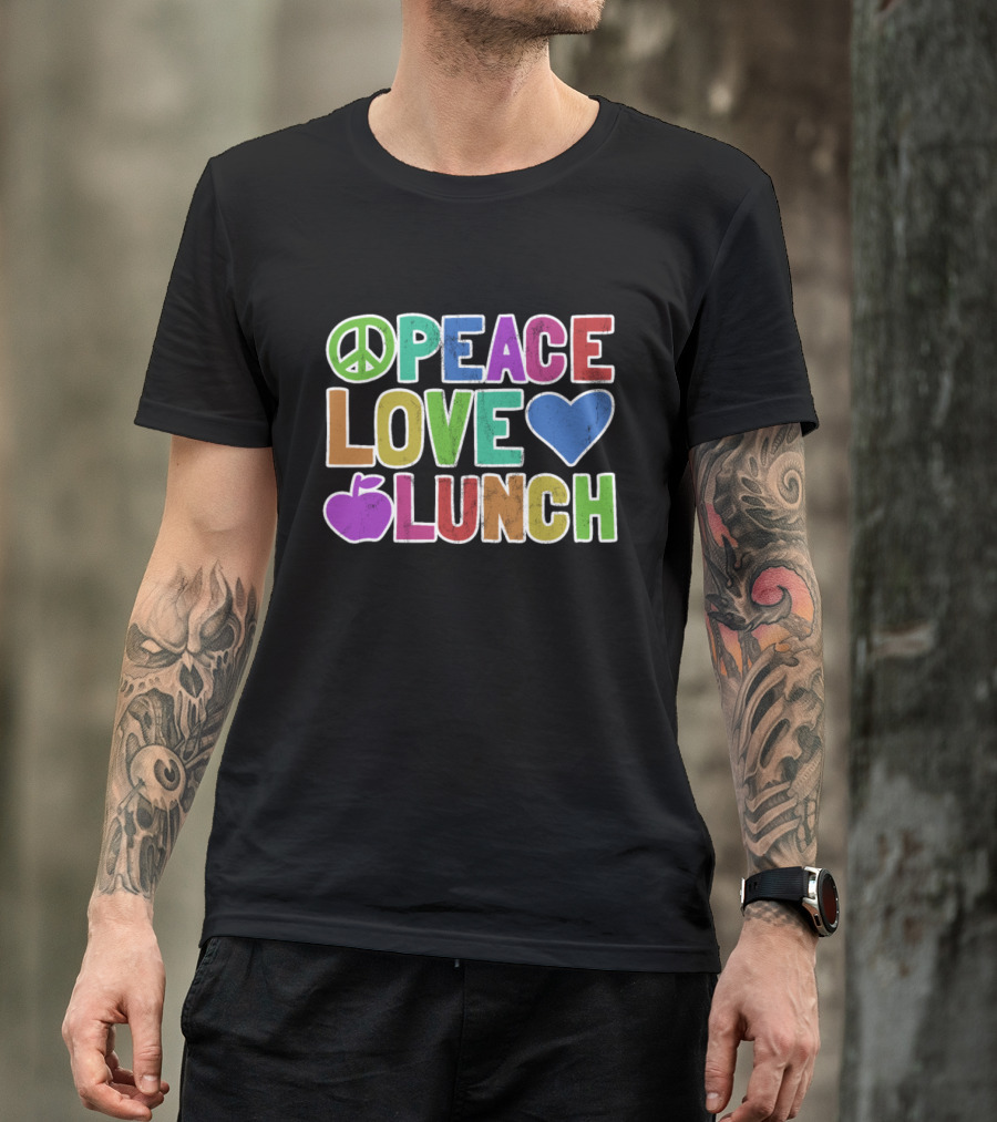 Peace Love Lunch Peace Sign Heart Apple T-Shirt