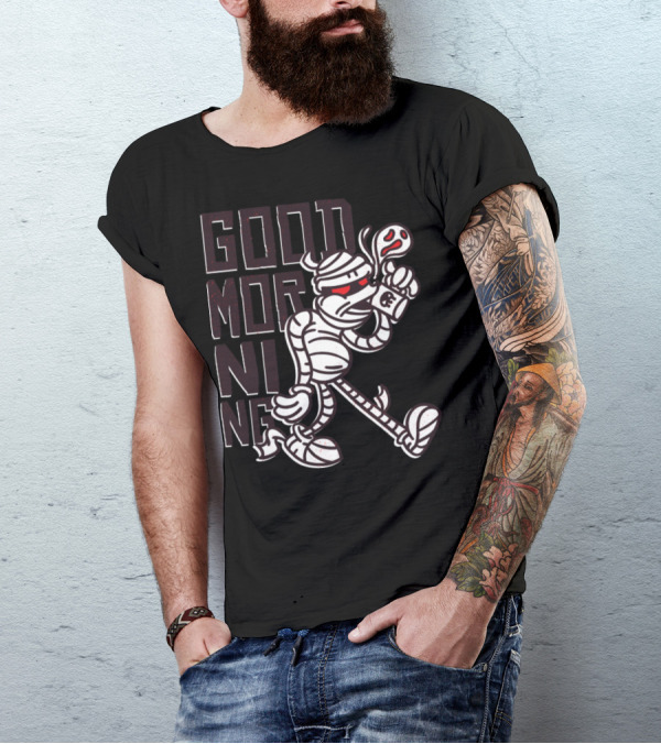 Mummy Good Morning Coffee Walking Character Steam Cup T-Shirt