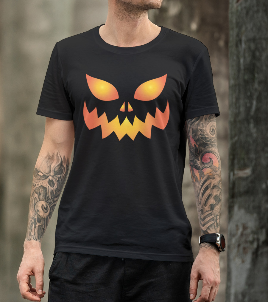 Pumpkin Halloween Face Jack O'Lantern Scary Eyes Spooky Mask T-Shirt