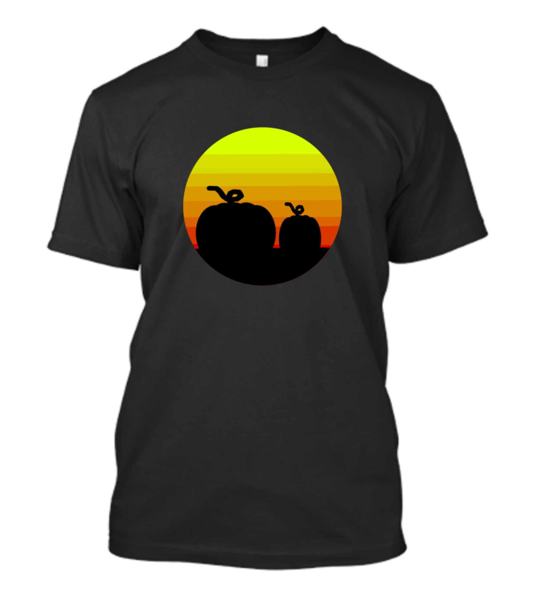 Pumpkin Silhouettes Against Sunset Gradient T-Shirt