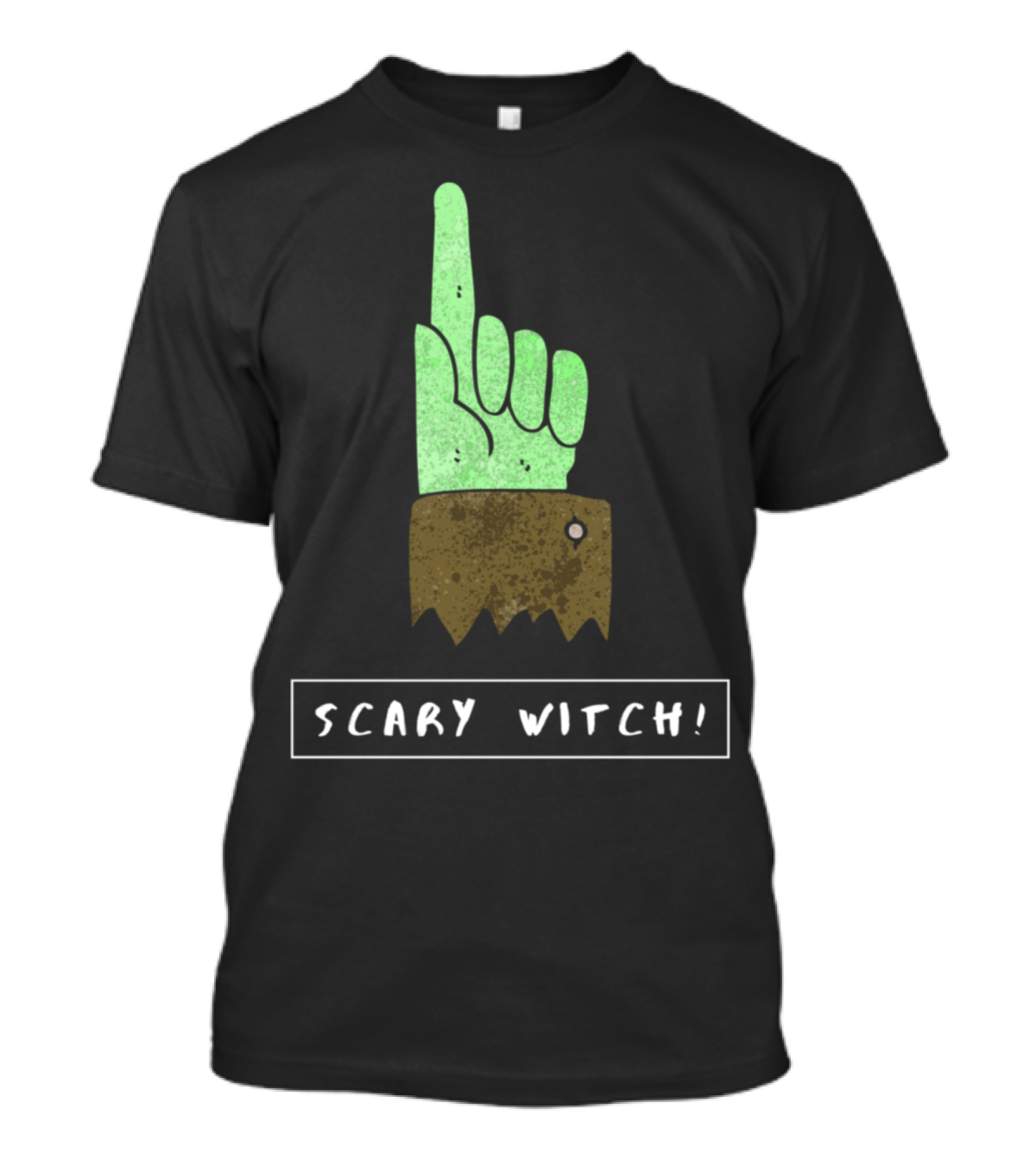 Scary Witch Green Finger Pointing Up T-Shirt