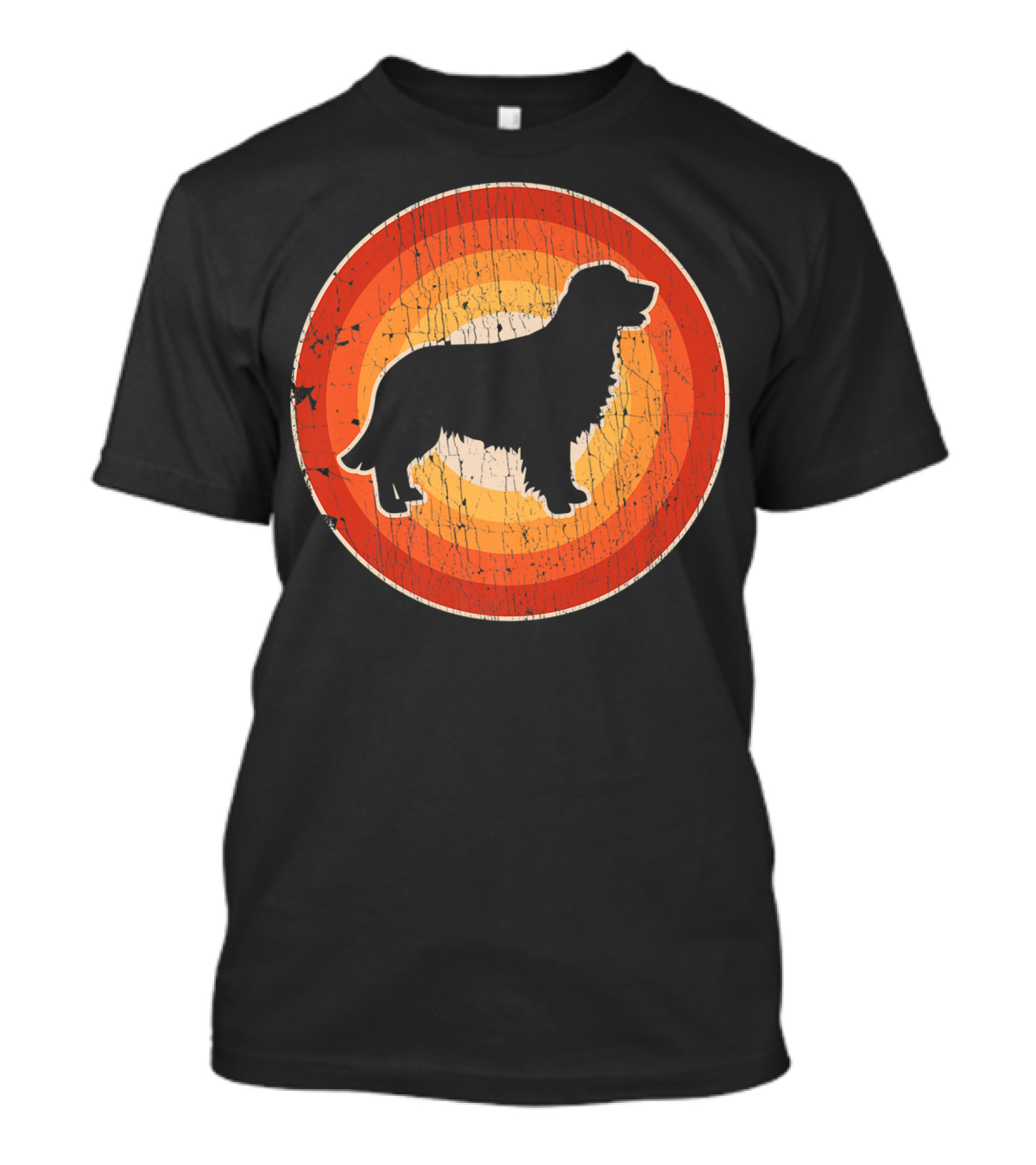 Bernese Mountain Dog Silhouette Vintage 60s Style Retro Circle T-Shirt