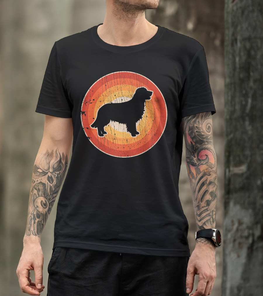 Bernese Mountain Dog Silhouette Vintage 60s Style Retro Circle T-Shirt