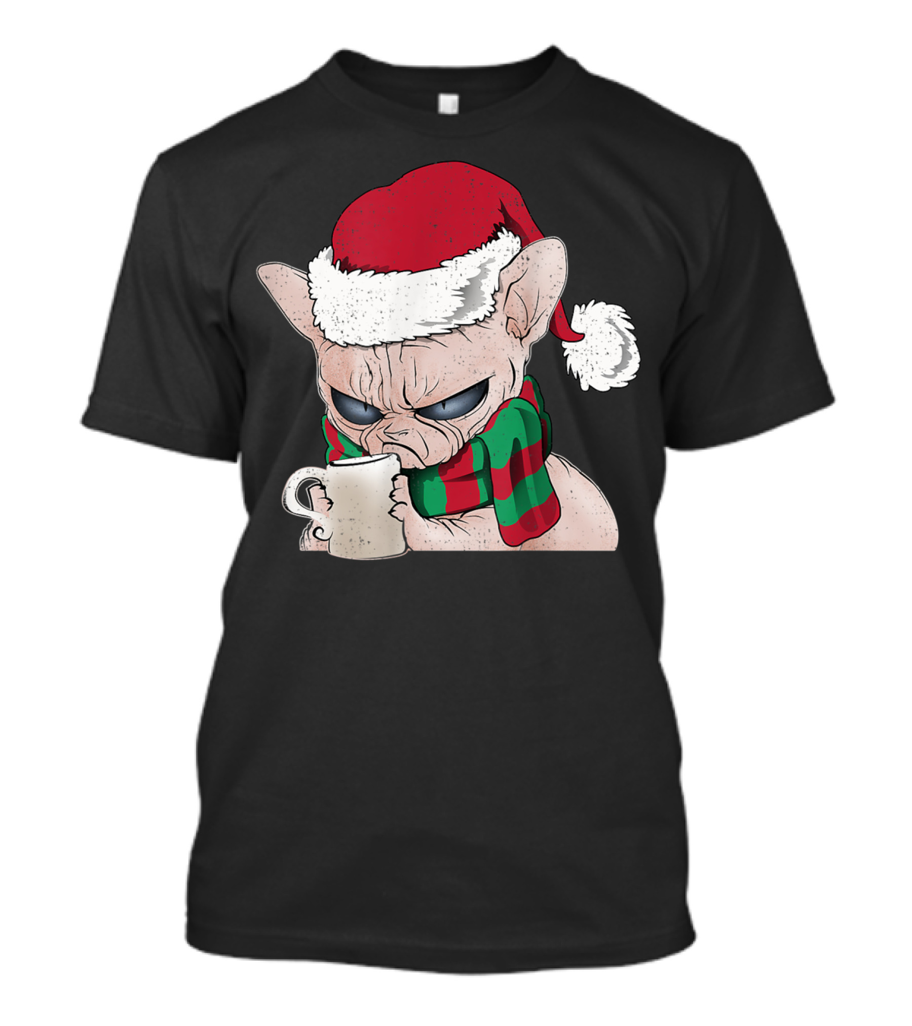Sphynx Cat Lover Xmas Cat Santa Hat Grumpy Holiday Mug Scarf T-Shirt
